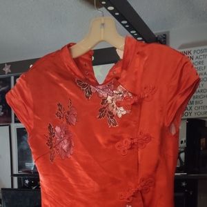 Asian short red dress